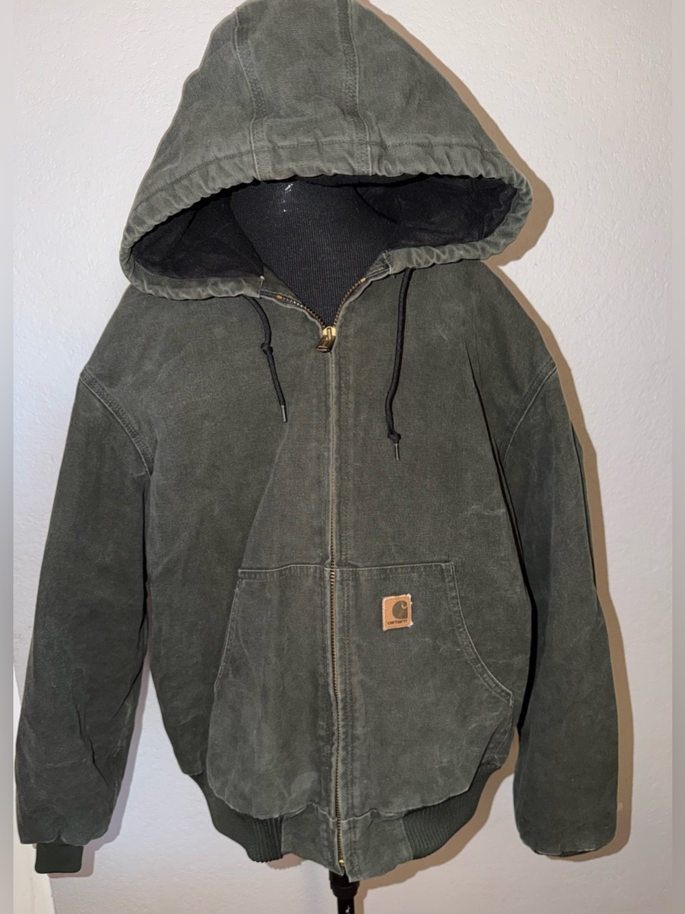 Carhartt Active Jacket Quilt Lined Mens 2XL J130 MOS Moss Green Faded Y2K Olive